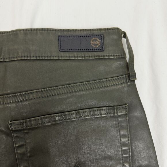 AG Jeans The Farrah Skinny High Rise Waxed Faux Leather 27 Olive Green NEW B27 - Picture 4 of 6
